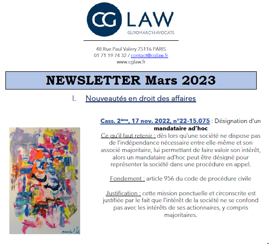 NEWSLETTER  – MARS 2023