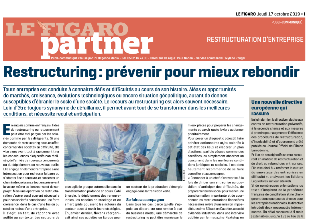 Interview de Patricia Guyomarch' interrogée par le Figaro Partner sur le dossier : Restructuring, prévenir pour mieux rebondir
