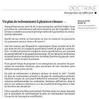 Le plan de Redressement à plusieurs vitesses » par Patricia Guyomarc’h paru  au journal LES PETITES AFFFICHES N°115 le 9 juin 2020